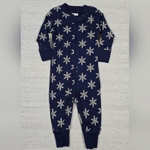 Hanna Andersson Baby Zip Sleeper Pajama Sz 3-6 Months Organic Cotton Snowflake
